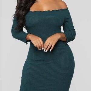Lavish Couture Off-Shoulder Ribbed Bodycon Dress LCB